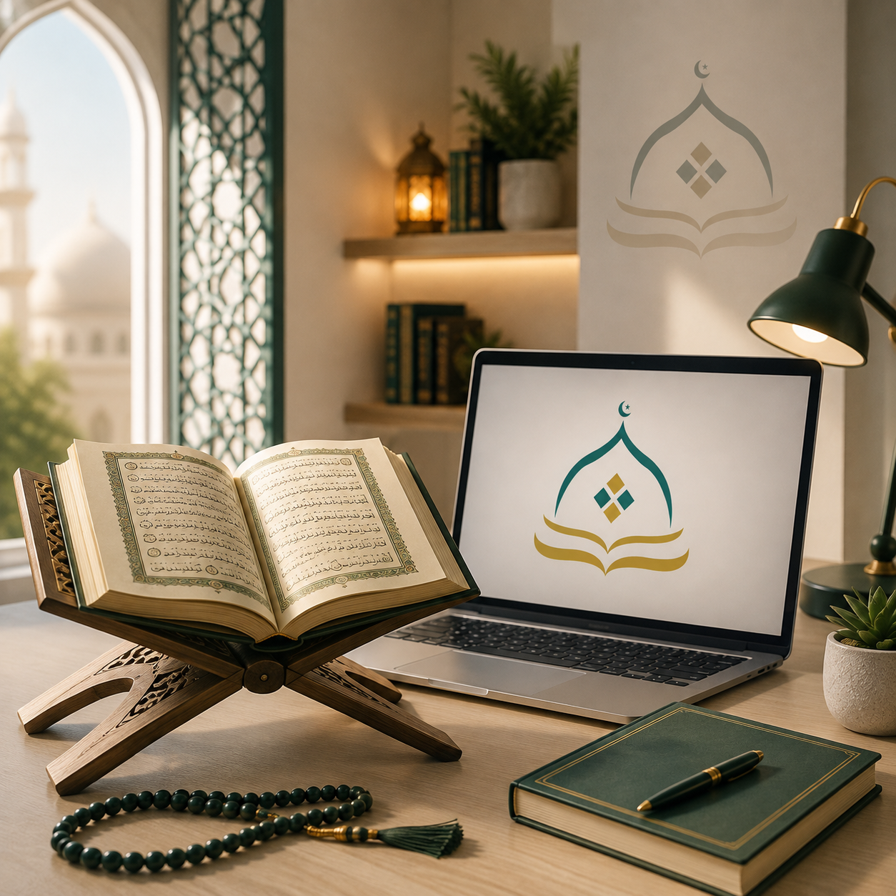Child learning Quran online with a teacher